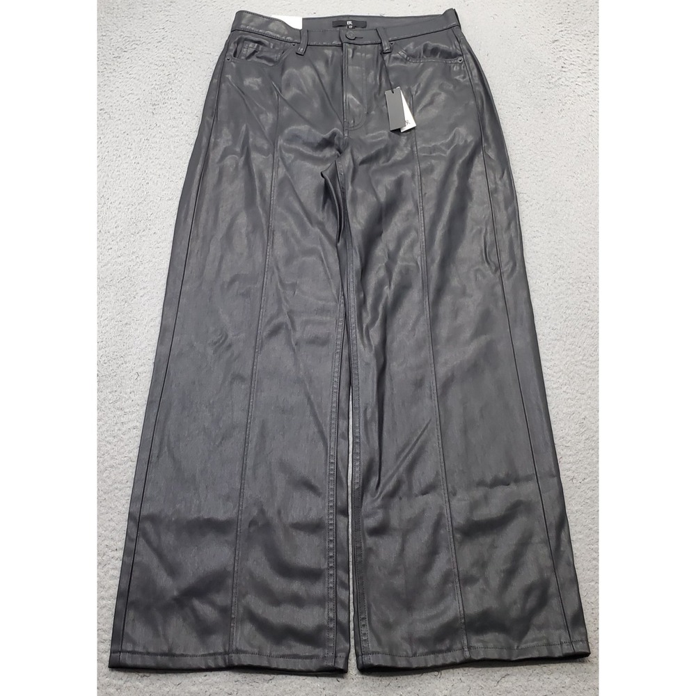 Banana Republic Straight Leg Pants Womens 27 Black Faux Leather Ultra High Rise